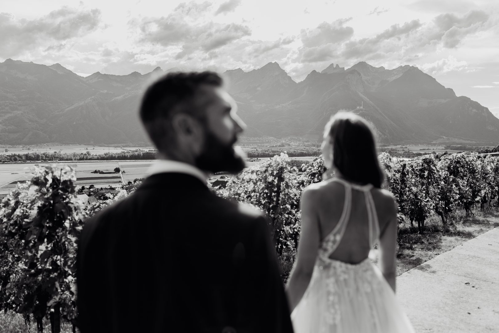 mariage en noir et blanc